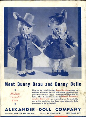 1939 PAPER AD Alexander Doll Co Bunny Beau Belle Madame Easter Novelties