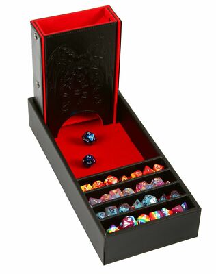 Red/Black Leather Dice Tower and Storage Tray RPG DnD Dungeons Dragons AD&D