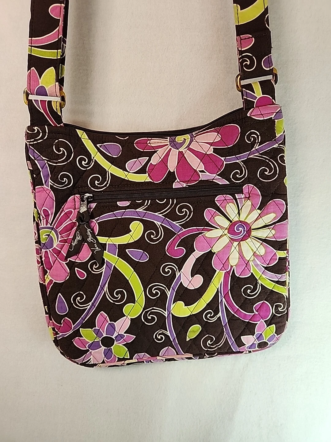 Borsa a tracolla Vera Bradley modello rosa fiore marrone ottime condizioni 724A109