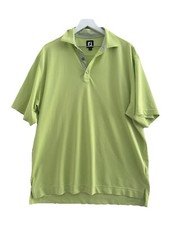 Footjoy Golf Polo Shirt Mens Large Lime Green White Micro Stripe Performance