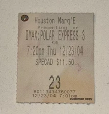IMAX Polar Express 3D Movie Ticket Stub Christmas Fantasy Tom Hanks 12/23/2004