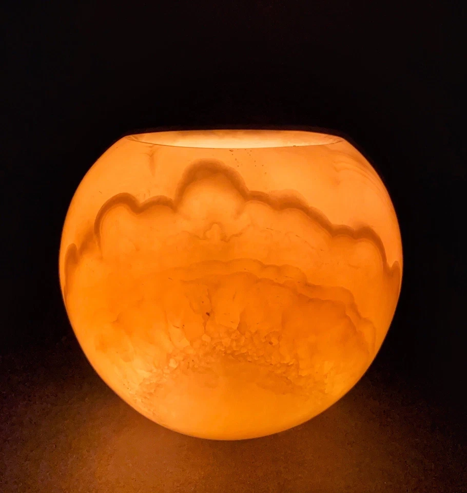 Candelabro redondo de alabastro egipcio - Elegancia a la luz de la luna para un hermoso regalo Foto 3 de 4