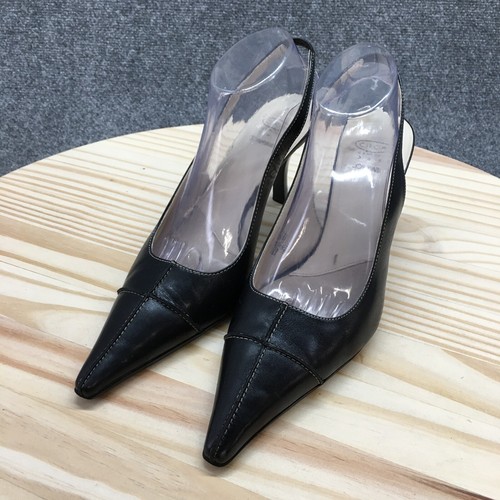 Joan & David Shoes Womens 10.5 M Duke Slingback Black Leather Pointed Toe Casual - Picture 3 of 20