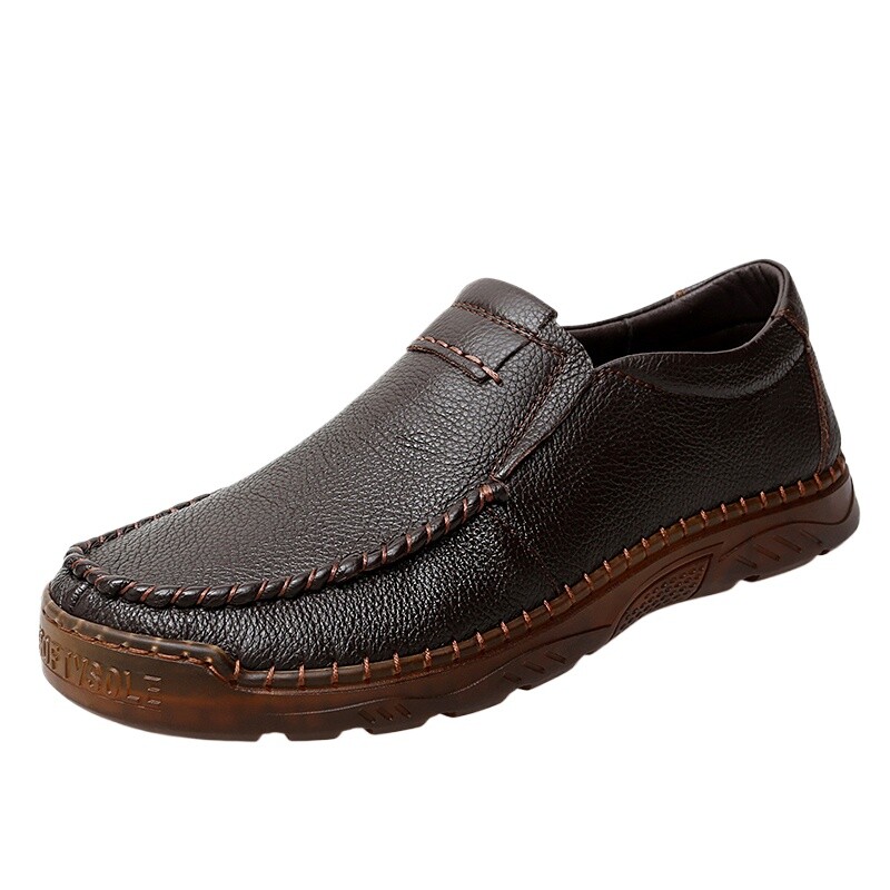 Men's Retro Leather Loafers for Business Casual & Driving Comfort  -image
