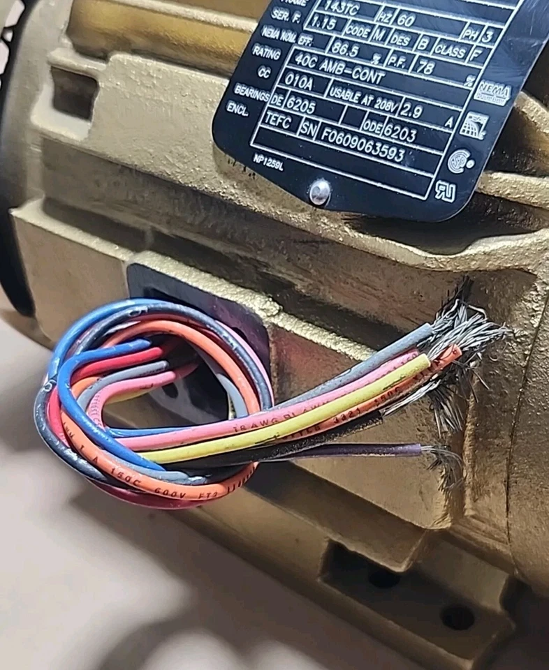 *NEW SURPLUS* Baldor CEM3581T Super-E Motor 3~Ph 1Hp 208-230/460V + Warranty! - Image 4 of 4