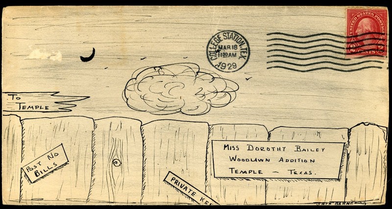 1929 Hand Drawn Cartoon Cover College Station (Texas A&M University) to Temple