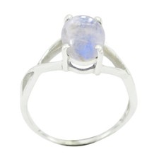 Rainbow Moonstone Fine Silver Ring Handicraft Jewelry For Valentines Day Gift US