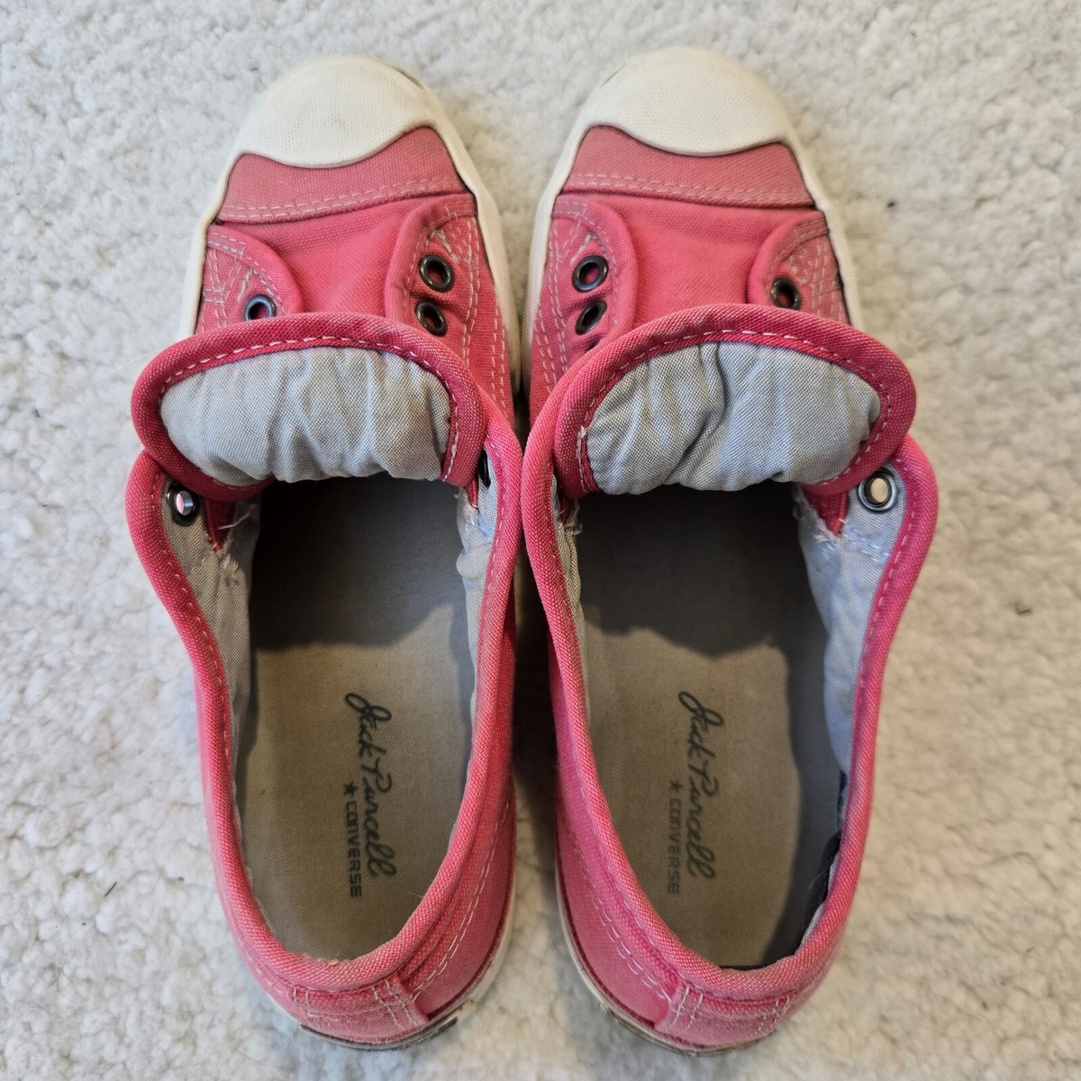 Converse Jack Purcell Women 6.5 Pink Vintage Slip On Laceless 2010 