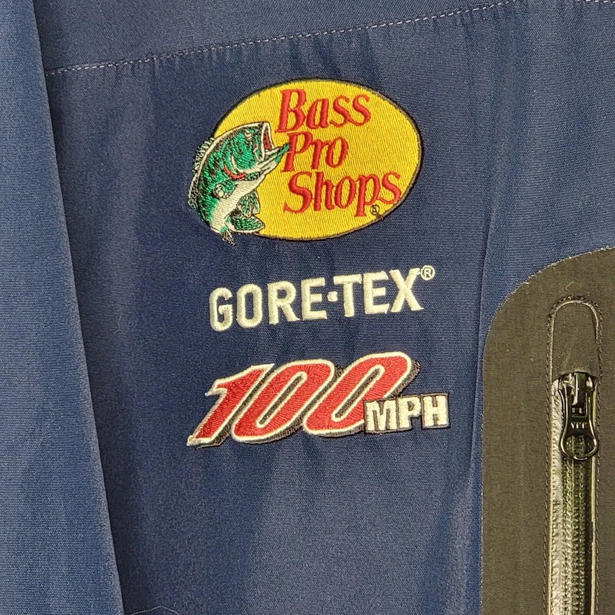 BASS PRO SHOPS NAVY BLUE 100MPH GORE-TEX RAIN JACKET MEN'S SIZE LT Large T