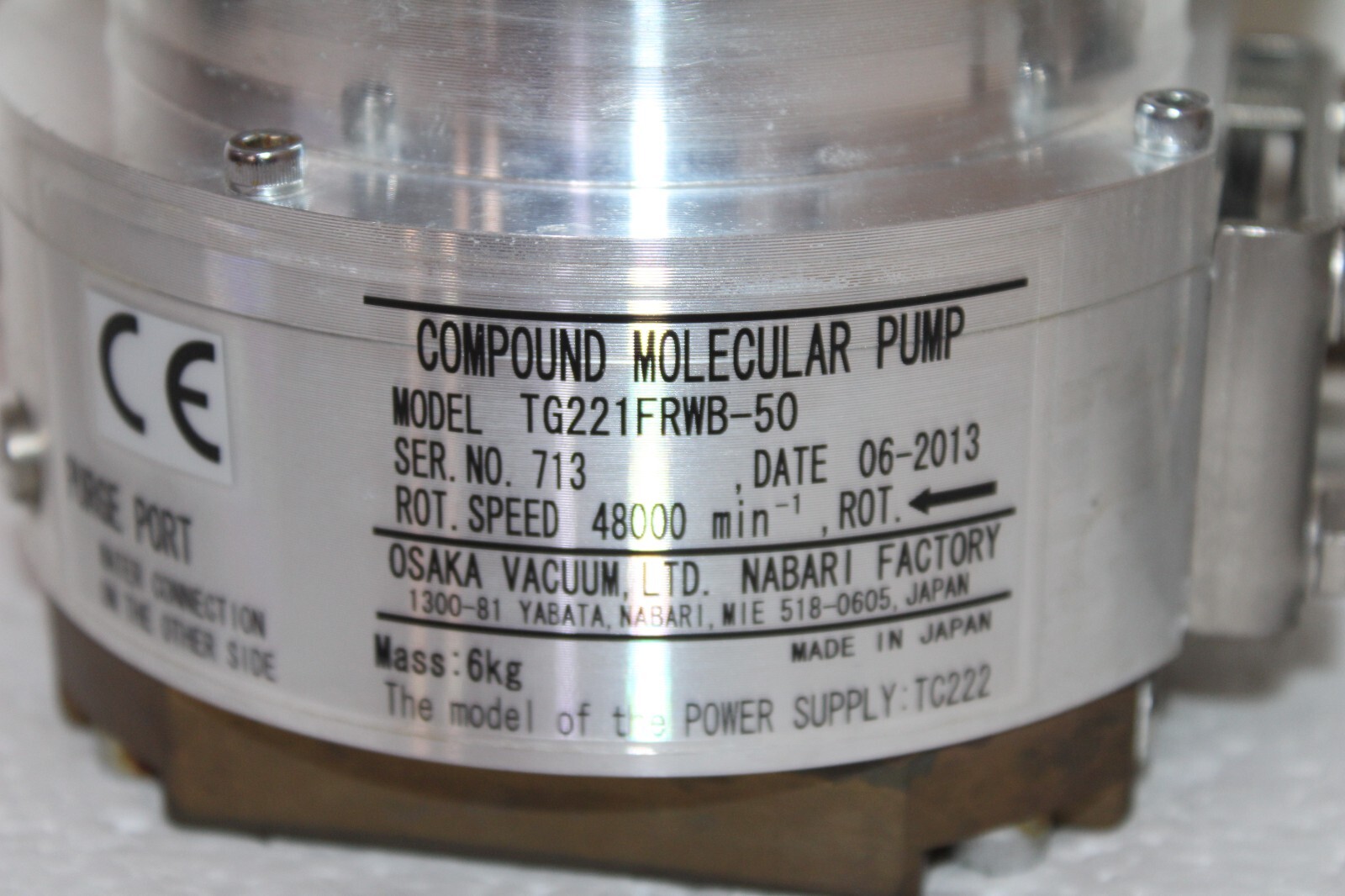 OSAKA VACUUM TG221FRWB-50 COMPOUND MOLECULAR PUMP