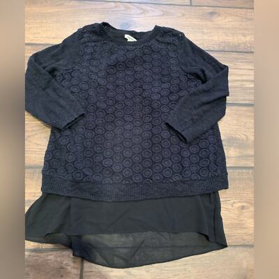 Lucky Brand Black Two Layer Knit Sweater with Sheer Layer Woman s Size XS