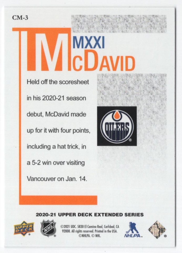 202021 Upper Deck McDavid MMXXI Jeff Carter Canada CM3 eBay