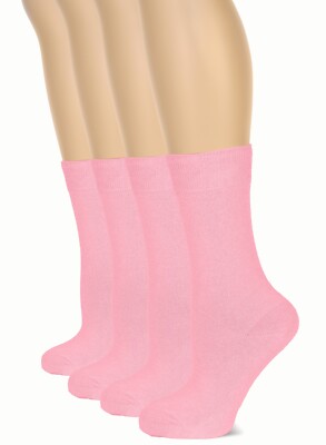 Women Cotton Crew Socks, Plain Color, Regular Soft Casual, 4 Pairs by Hugh Ugoli