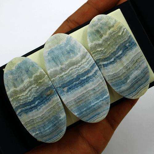 3 Pcs Sweden Natural Scheelite Top Grade 63mm-67mm Huge Oval Cabochon Gemstones - Picture 10 of 16