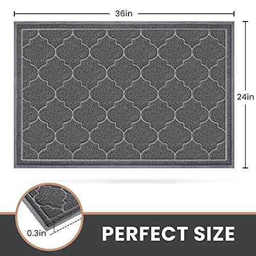 Door Mat Large 24x36 Inch Indoor Outdoor Doormat, Non-Slip Low 24"x36" Grey - Bild 2 von 6
