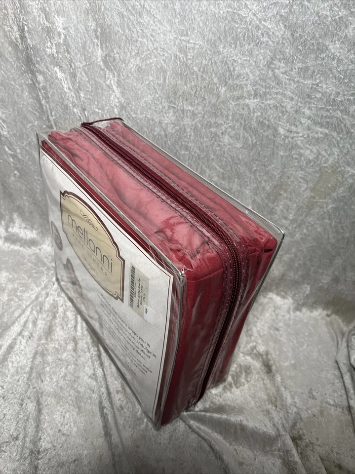 Mellanni 1800 Brushed Microfiber Cal King Bed Sheet Set, 4 Piece - Burgundy - Image 3 of 4