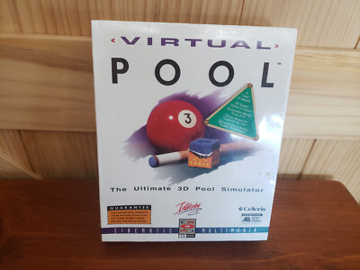 Virtual Pool 3DPC CD ROM 1995 Interplay Big Box Sealed NOS IBM Tandy DOS