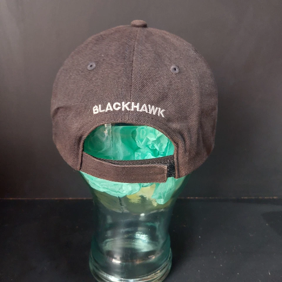 The Classic Blackhawk Black W/Descriptive Logo & American Flag Hook N Loop Hat - Image 3 of 4
