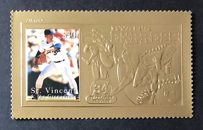 95 St Vincent NOLAN RYAN 23kt Gold Stamp Baseball SPORTS Ryan's