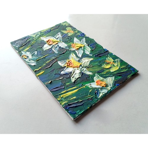 Original Floral Painting – Daffodils in Bloom, 5x7 Acrylic with Texture - Picture 4 of 7
