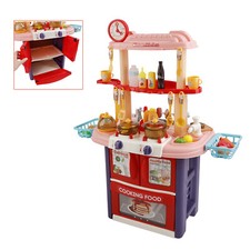 Plastic Tableware Kitchen Set With Sound, Light And Spray Function Kid Toy Pink