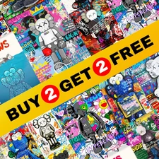 BUY 2 GET 2 FREE Kaws Street Art Wall Decor - Pop Art Home and Office Poster