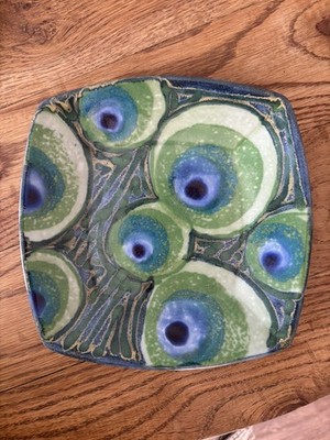 Janice Tchalenko für Dartington Keramik Pfauenfeder Design Teller Schale