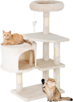 | 36'' Cat Tree Tower | Beige | Multi-Level Indoor Activity Center with Sisal Scr