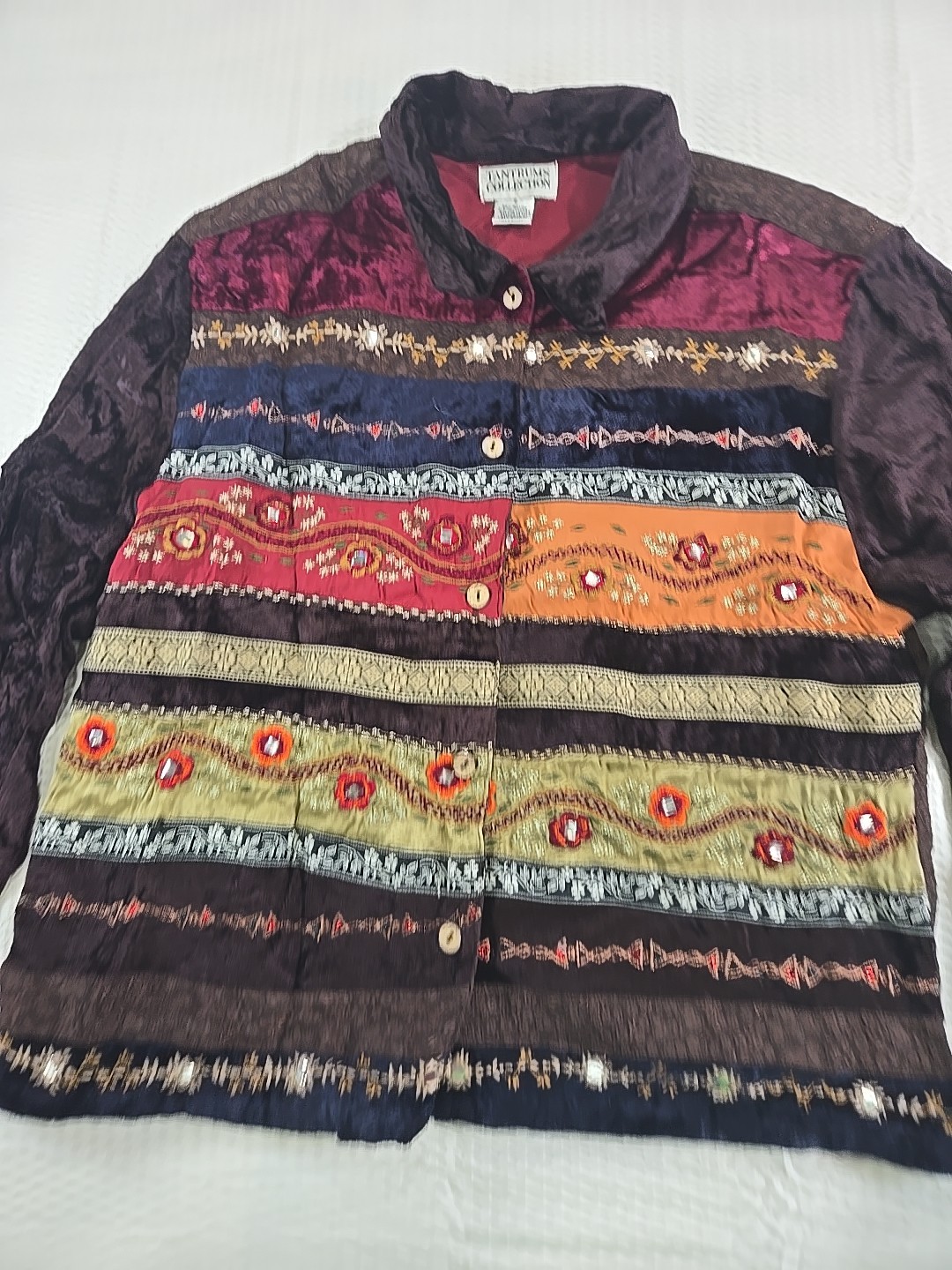 Boho Patchwork Embroidered Jacket Tantrums Collec… - image 2