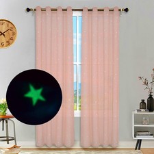 Eimilaly Stars Sheer Curtains Glow In The Dark Metal Punching Sheer Curtains 72