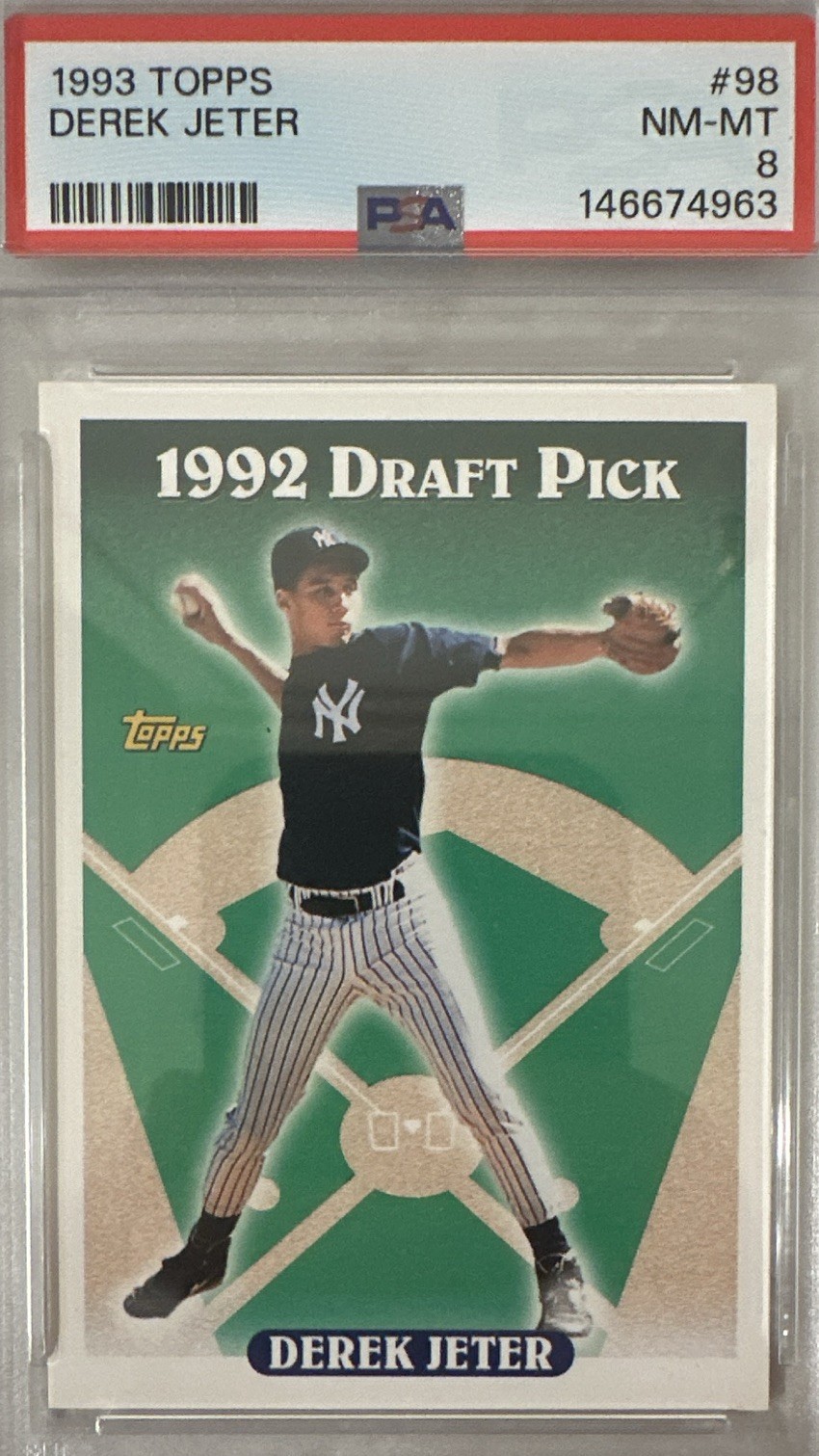 Topps 1993 Topps Derek Jeter Yankees #98 RC 1992 Draft Pick PSA 8 view 1
