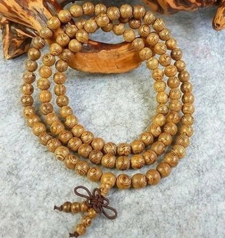 2 PCS Genuine Wenge Wood 108 8mm Buddhist Prayer Bead Mala Necklace/Bracelet-32"