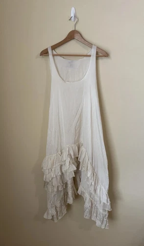 OFF WHITE Abito Magnolia Pearl Love in seta con volant senza maniche bianco sporco taglia unica