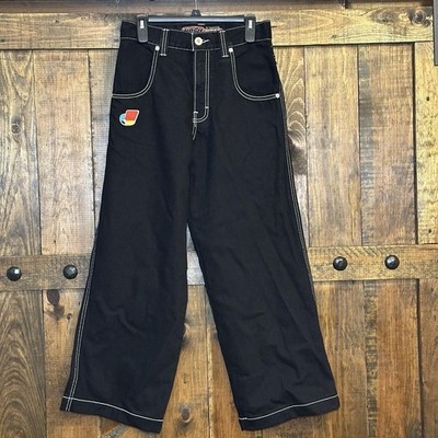 JNCO Pipes Classics Jet Black Wide Leg Baggy Jeans 23 Inch Opening 30x30 J179D5