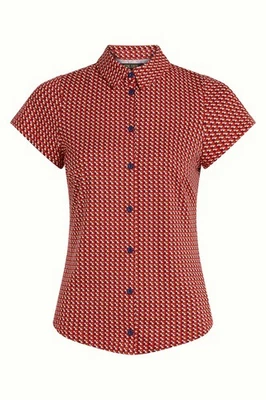 King Louie Damen Jersey Bluse Camicia Bora Bora 10437 Geometrisch Rot Blau - Bild 1 von 4