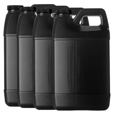 F-Style 38/400 Black 1 Gallon Bottle HDPE Jug w/ Ribbed Cap (128oz) (4 pack)
