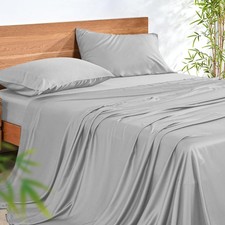 NATUREFIELD 100 Rayon Viscose Derived from Bamboo Sheets Set - Gray King Size...