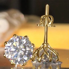 Certified Solitaire 1CT 2CT D Moissanite Stud Earrings for Men Women 925 Silver