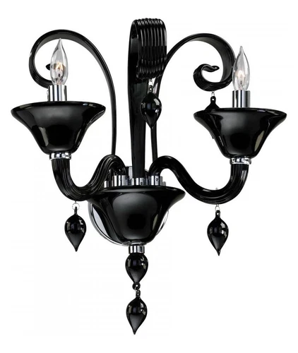 Two Light Chrome Black Murano Glass Wall Light - Picture 1 of 1