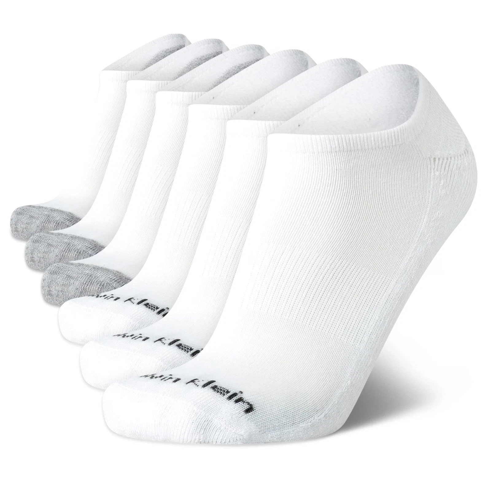 Calvin Klein Mens No Show Socks - 6 Pack Cotton Blend Soft Cushioned Athletic Lo