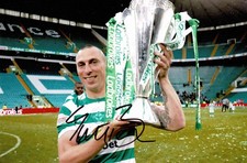 Celtic Football Legend Scott Brown Signed 12x8 Trophy Celebration Photo + COA