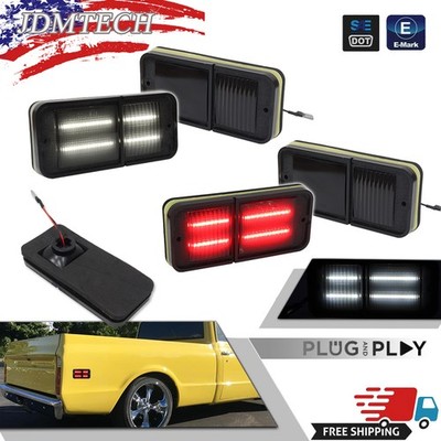 For 68-72 Chevy GMC C/K Trucks Smoke Front Rear White Red LED Side Marker Lights