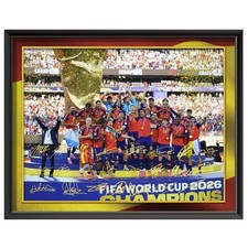 Spain Squad World Cup Champion Facsimile Signature Framed Print