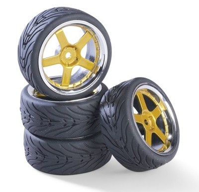 Carson Modelsport 1:10 Räderset ''5-Speichen'' Design gold/chrom 4 St. 500900189