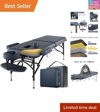 Professional Massage Table - 2-Fold, Built-in Memory Foam, 8 Adjustable Heights