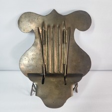 Vintage Brass Sheet Music Stand Clamp Holder Lyre Harp 7" Tall
