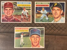 3 Card Lot 1956 Topps Bob Negray Gene Freese Bob Speake ExMt & Well Centered