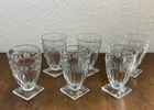 6X Indiana Glass Daisy Clear 8 Oz Square Footed Vintage Glass Tumblers 4.75"