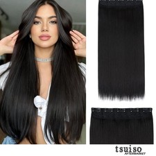 Elegant 30'' Clip in Hair Extensions - Natural Black, 5 Clips for Easy Volume