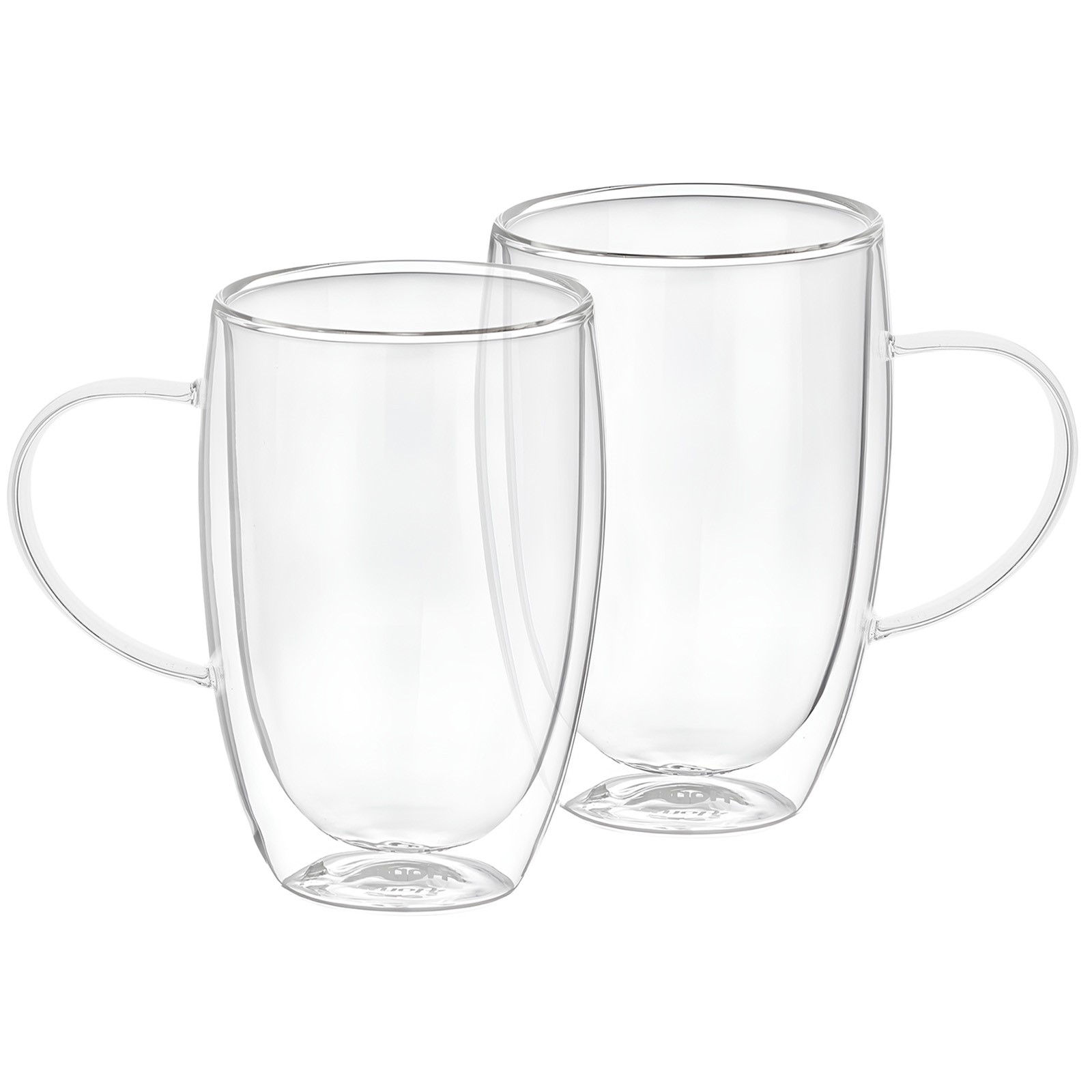 Lote 2 Vasos con doble pared y asa de 350 ml en vidrio de borosilicato sólido